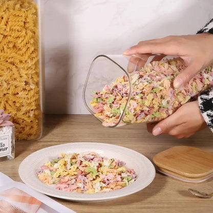 Rectangular shape glass spaghetti jar