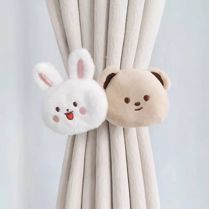 2pc Cartoon Bear Curtain 3D Cute Window Curtain Buckles