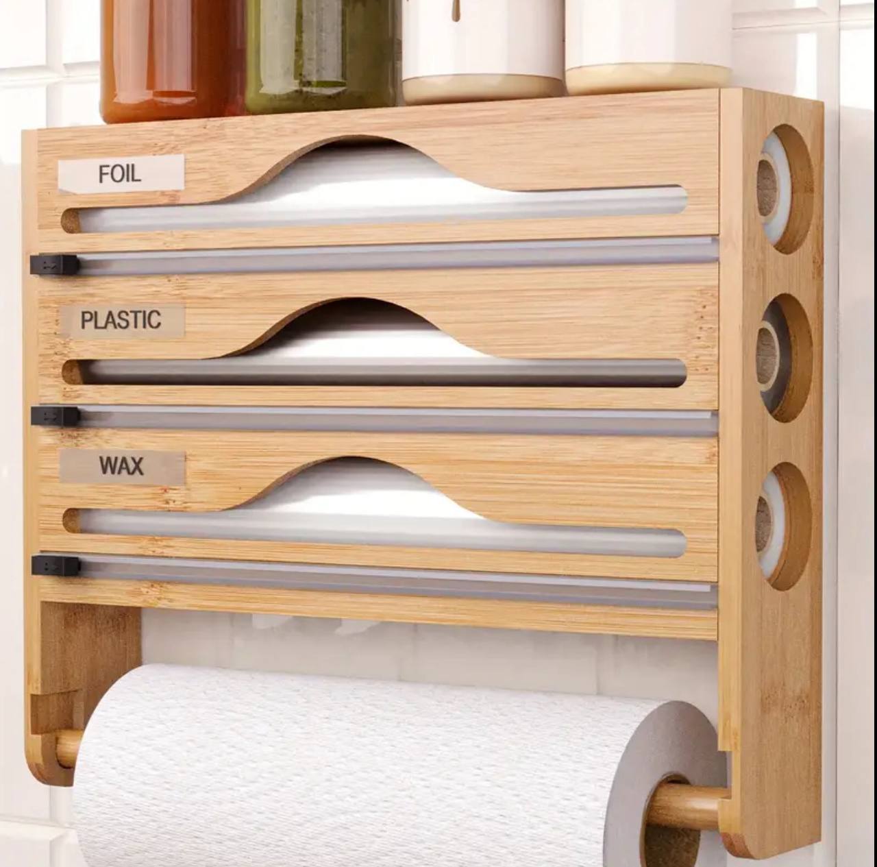 3 in 1 Roll Aluminium, Foil & Plastic wrap Dispenser