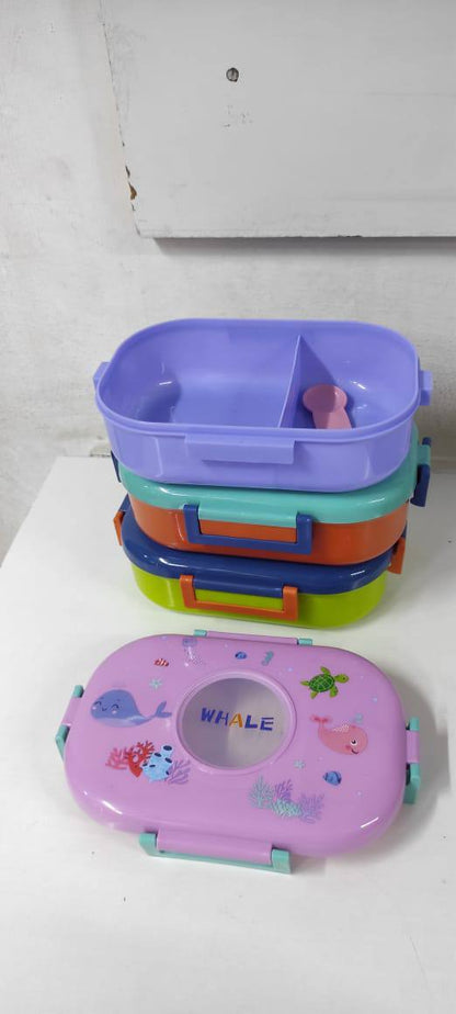 Oval Dino Cartoon themed Healthy Plastic Lunch Box,