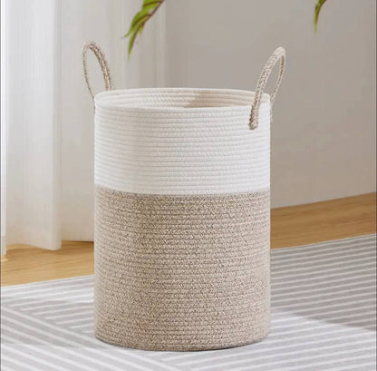 Large Cotton Rope/ decorative woven Basket with handles