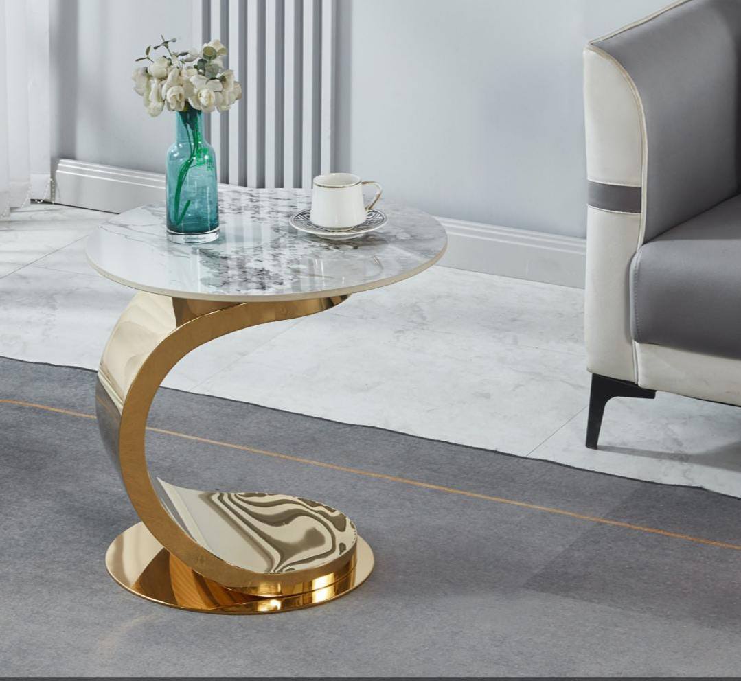 Luxurious cshaped marble end table
Marble tops