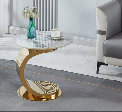 Luxurious cshaped marble end table
Marble tops