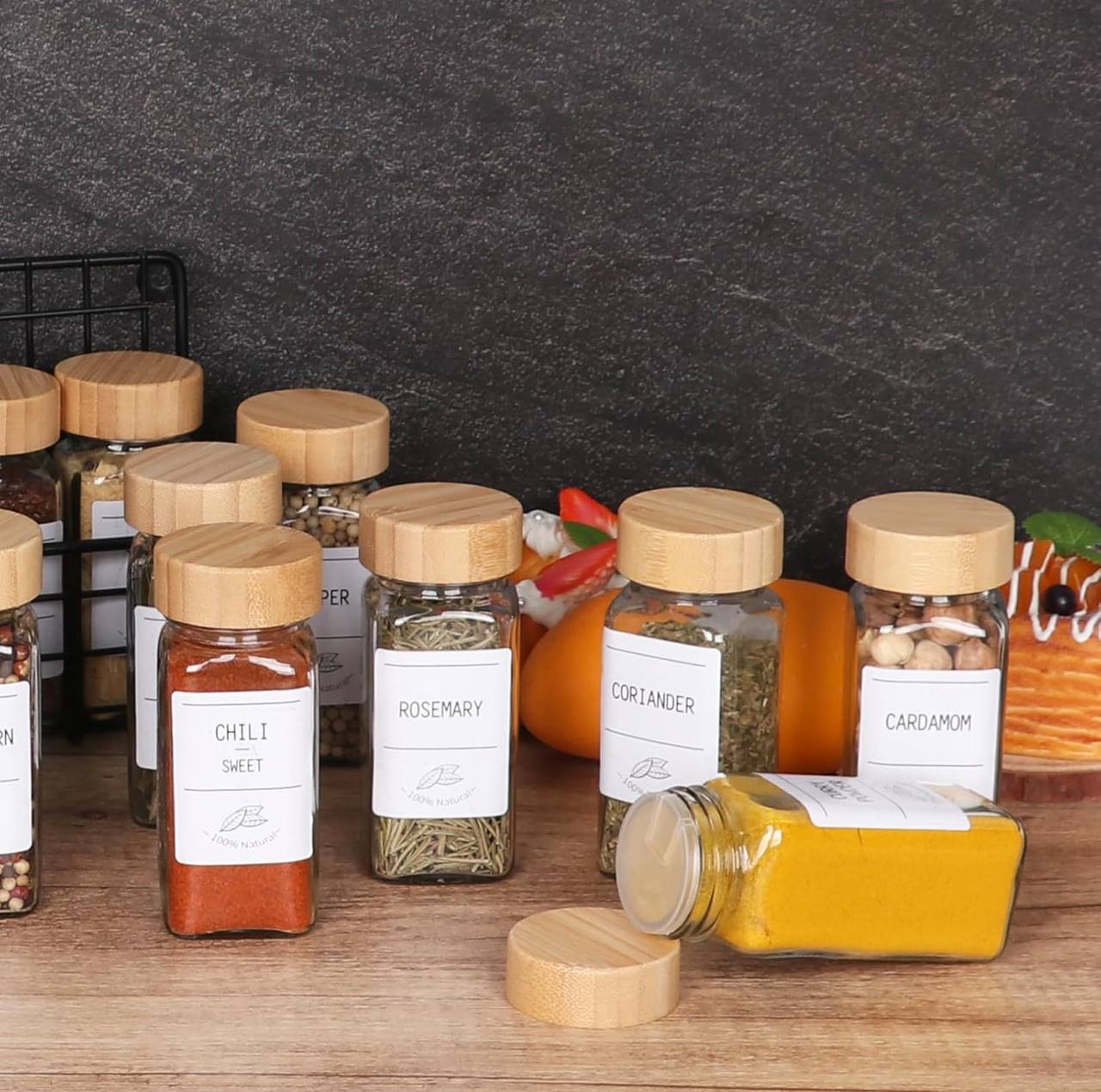 29 PCS SET GLASS STORAGE JARS  WITH BAMBOO LID