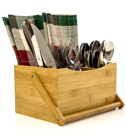 Portable countertop/kitchen cutlery organizer with handle