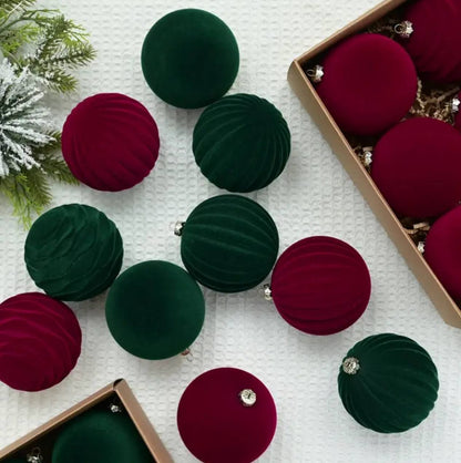 12PCS 8CM VELVET CHRISTMAS BALLS