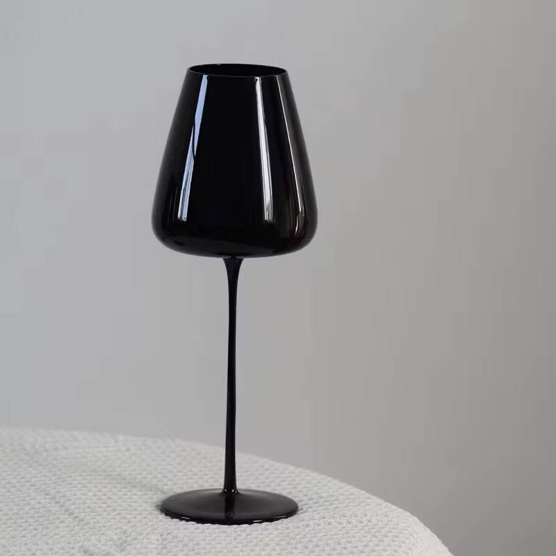 Premium quality long stem Black wine glasses.