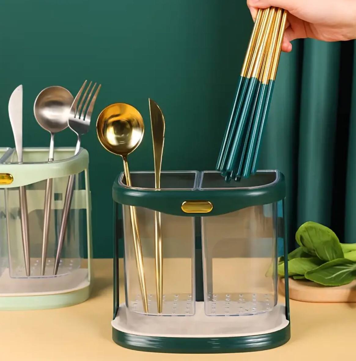 Double grid cutlery organizer