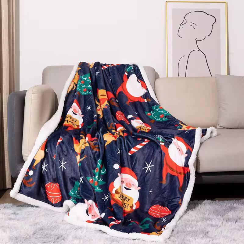 Christmas Themed Premium Sherpa Fleece Throw Blanket