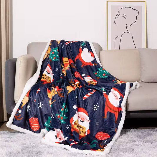 Christmas Themed Premium Sherpa Fleece Throw Blanket