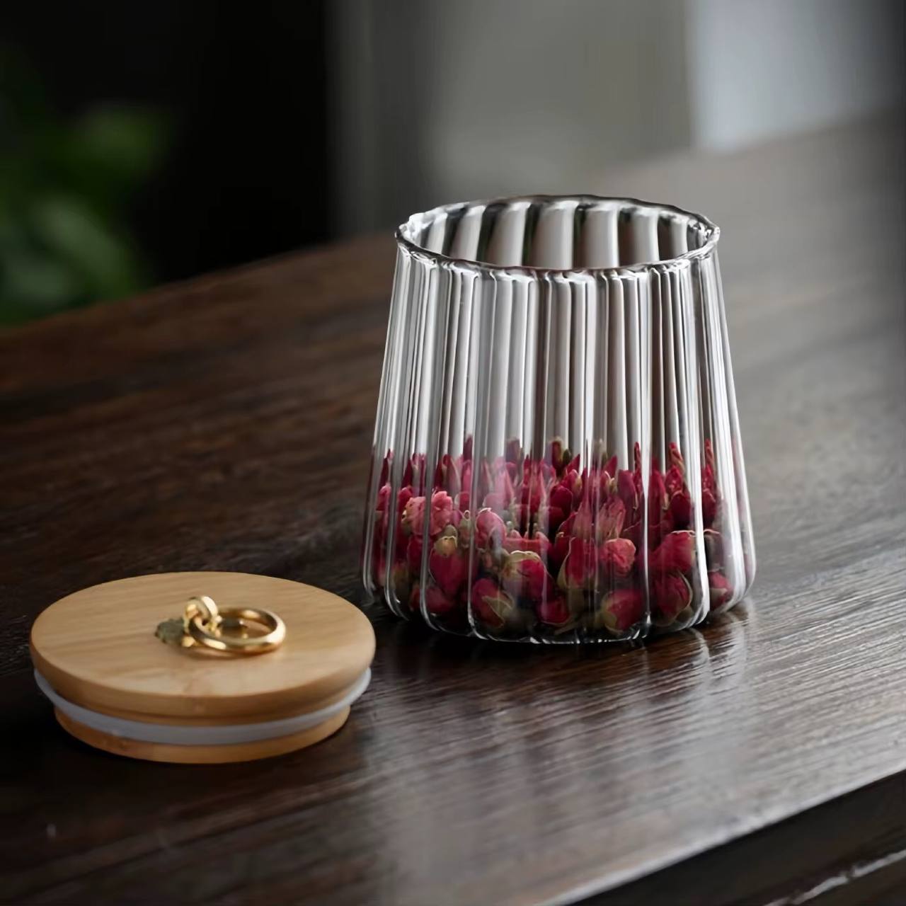 Glass storage containers/jars/canisters with Bamboo lid