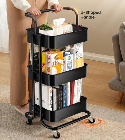 Multi-functional movable trolley storage rack( full metallic)