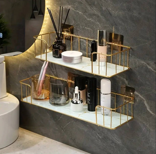 Luxury bathroom shelf with Mable glass plate