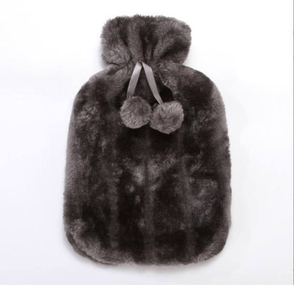Hot Water Bottle with Faux Fur Fleece Cover
