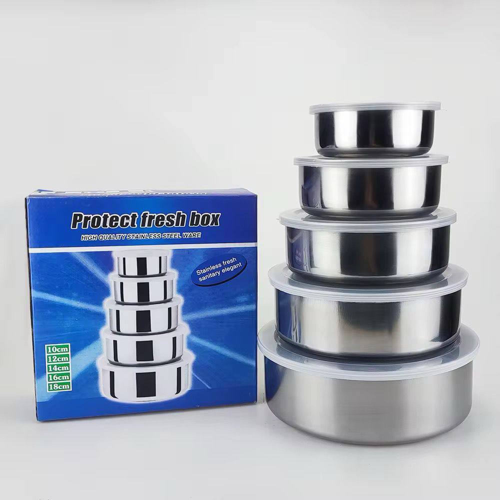 5pcs Modern Stainless Steel Fresh Box Containers