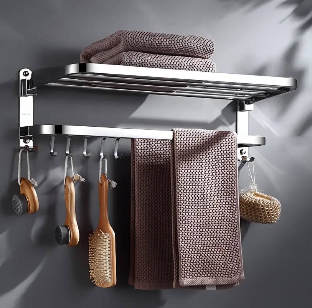 Bathroom wall mounted towel rack
