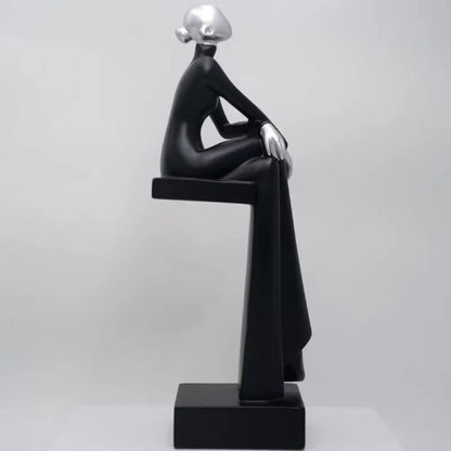Art Resin women sitting sculpture for Home and office decoration