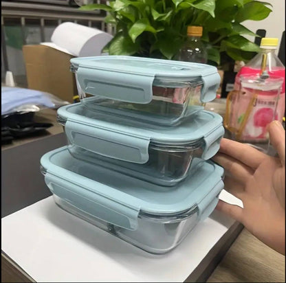 3pc Borosilicate Glass Food Storage Containers with Lids