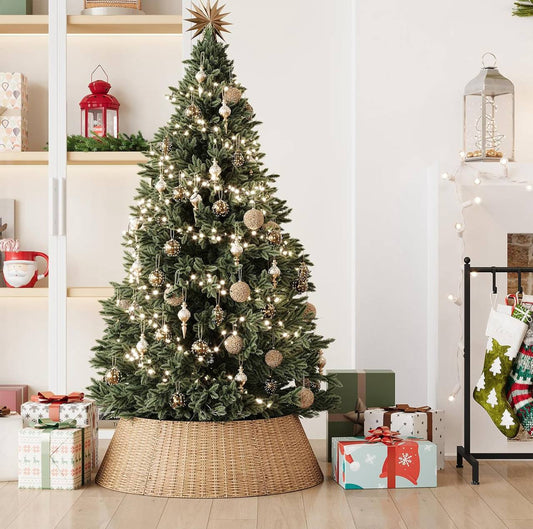 Hand woven Christmas tree skirt