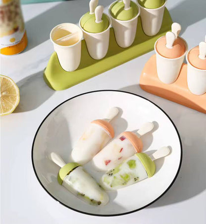 Cartoon Popsicle Mold Eco-Friendly Reusable Plastic Ice Lolly Molds for DIY Homemade Ice Cream in Tubs