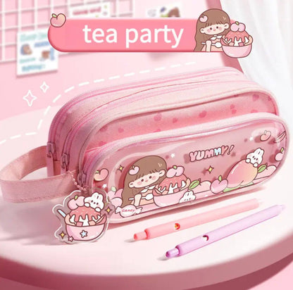 LARGE CAPACITY 3 LAYER PORTABLE PENCIL POUCH / PENCIL CASE