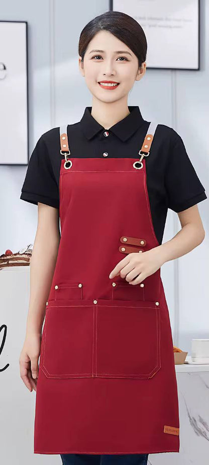 Premium Upscale  Apron with pockets and Adjustable Leather Straps