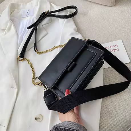 Contrast color leather crossbody bag