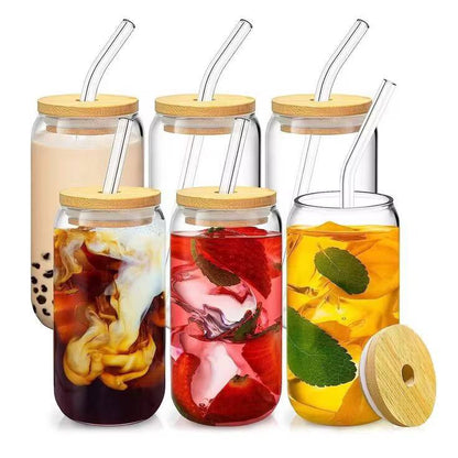 500ml Glass Cup With Lid and Straw  
Price