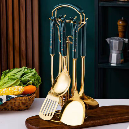 CEREMIC HANDLE Nordic & stainless steel serving spoon set