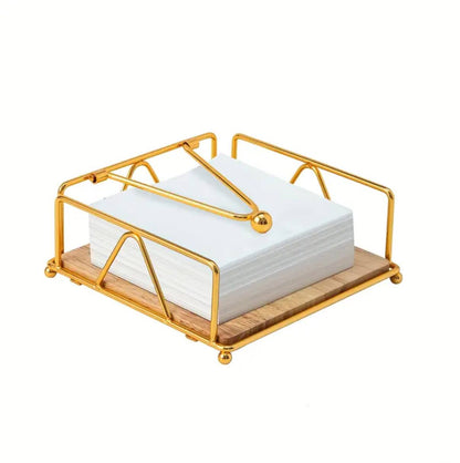 Luxury metallic serviette holder,with Bamboo place on