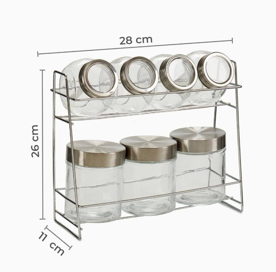 Set of 7 glass jars for spices