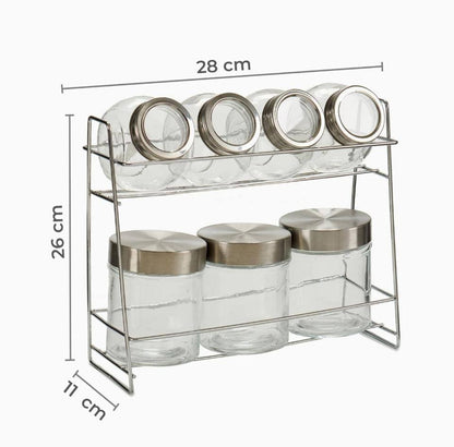 Set of 7 glass jars for spices