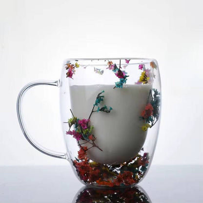 Real Flowers between unbreakable double wall 250ml acrylic cup