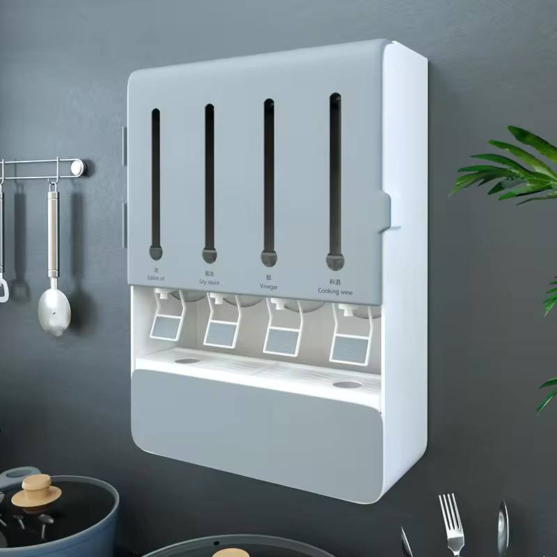 Executive multipurpose 4 way liquid dispenser  with 4 spice holders +Spoons