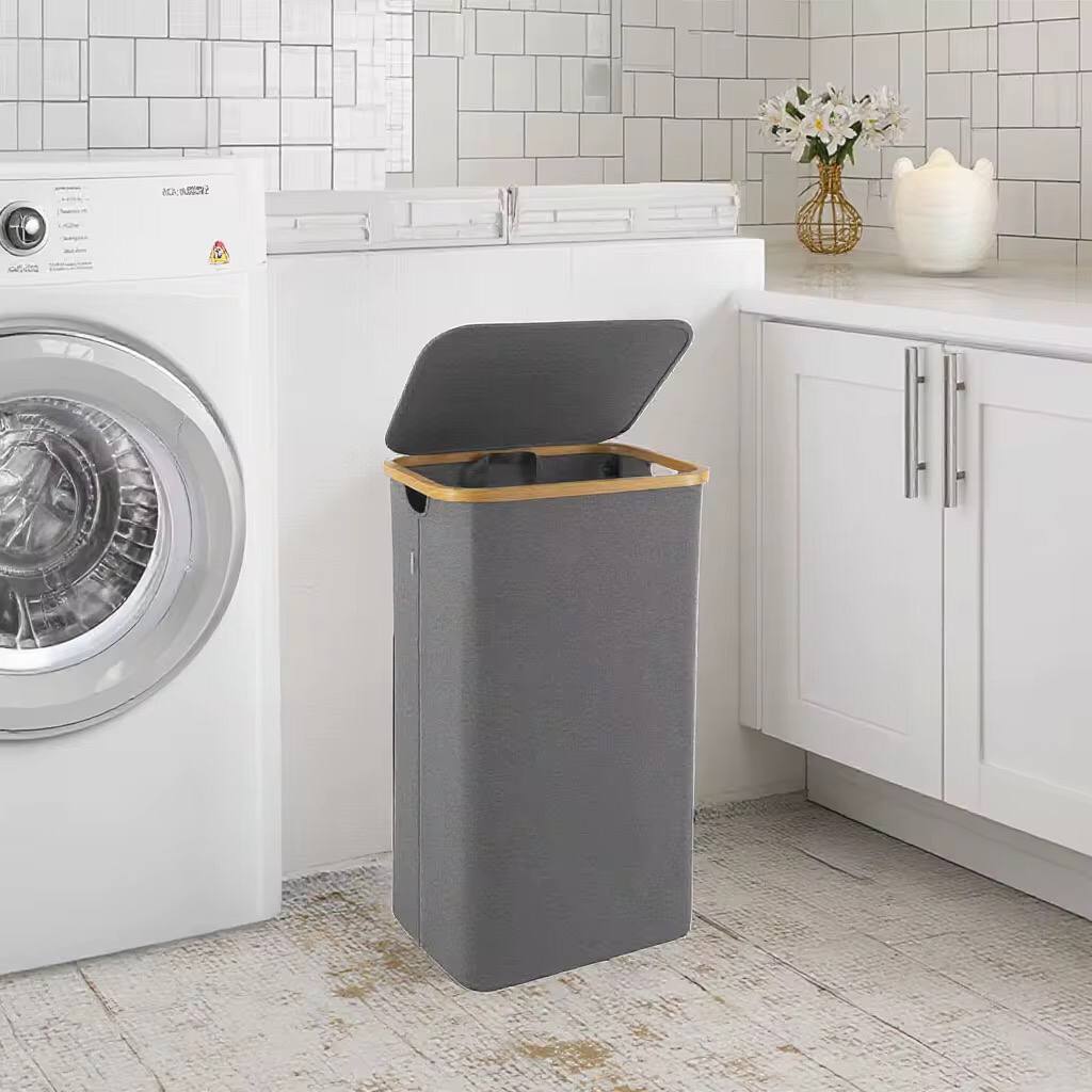 Foldable laundry basket with lid