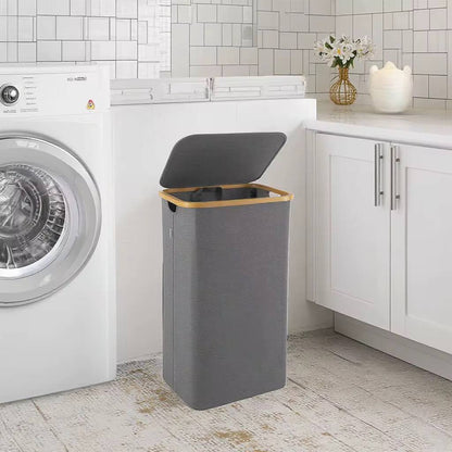 Foldable laundry basket with lid