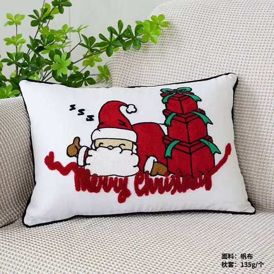 SNOWMAN EMBROIDERED CHRISTMAS QUALITY THROW PILLOW COVERS/CASEs