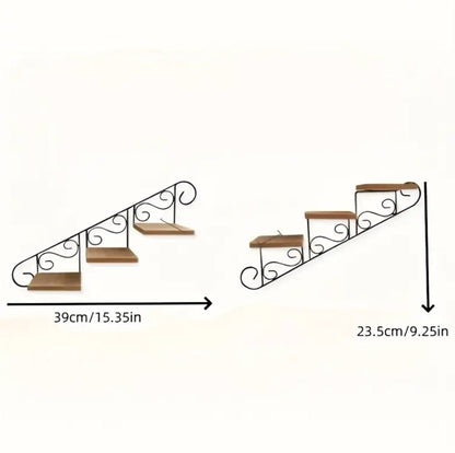 Staircase wall hanging flower shelf