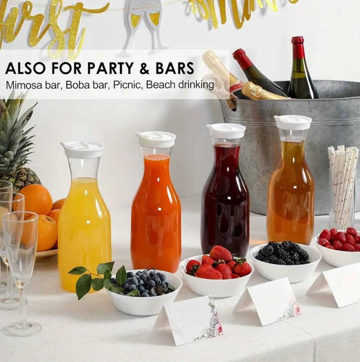 Clear pitcher jug , lightweight juice/water carafe with rubber flip lid.