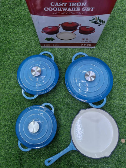 7pcs Enamel Cast iron cooking pots