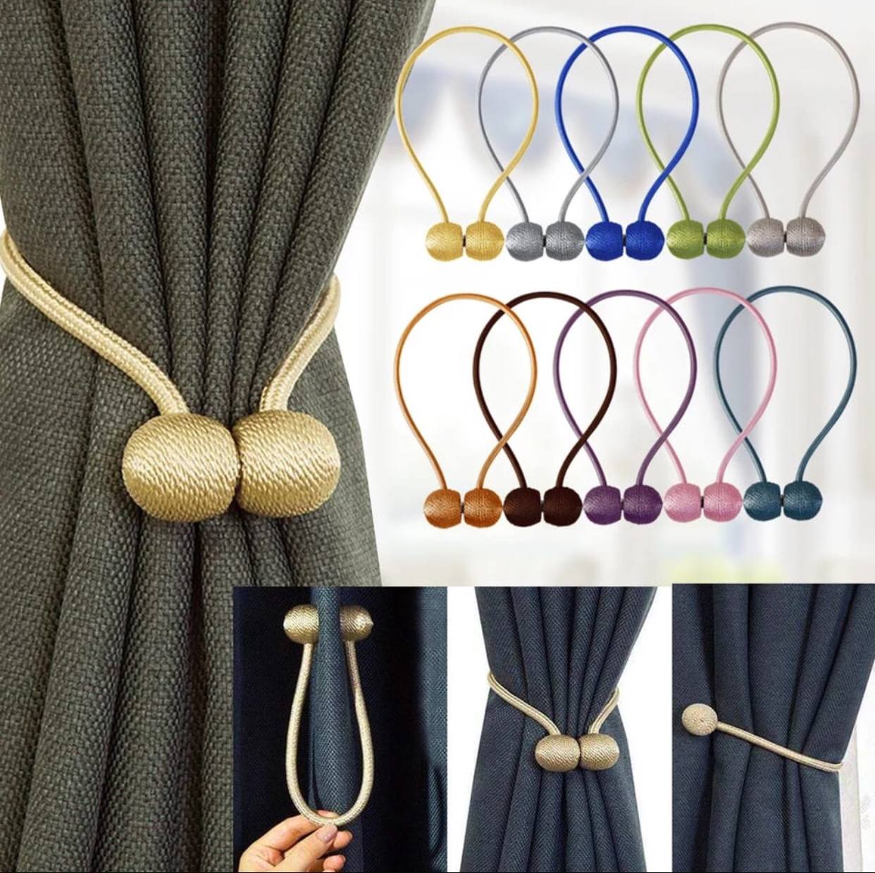 Magnetic curtain holders