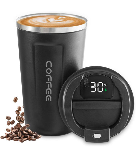 Digital stainless steel coffee mug