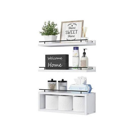 Solid pine wood bathroom floating shelves