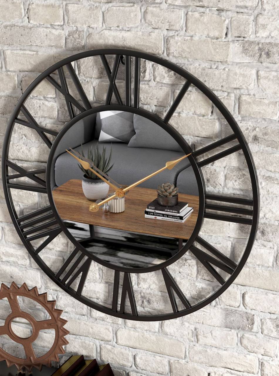 Creative wall clock metal with mirror