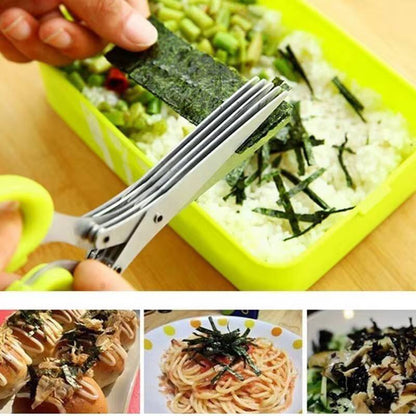 Multifunctional 5 layer herb scissors