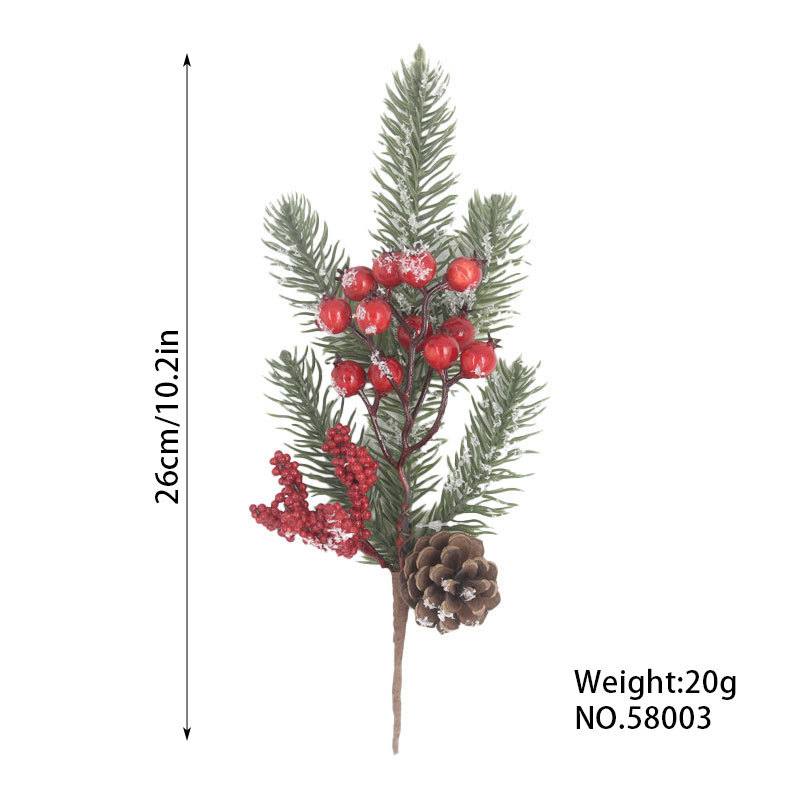 Green&Red Christmas Pine Branches Home Table Decoration DIY Accessories Artificial Tree Branches Xmas Tree Ornaments