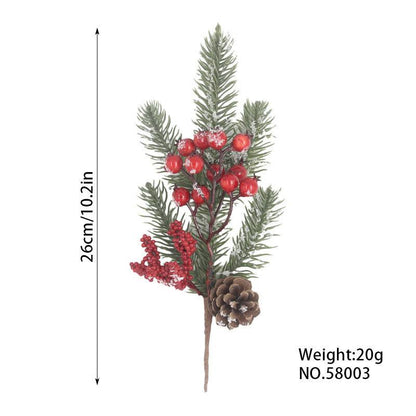 Green&Red Christmas Pine Branches Home Table Decoration DIY Accessories Artificial Tree Branches Xmas Tree Ornaments