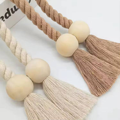 Hand-woven solid wood magnetic knot curtain tiebacks