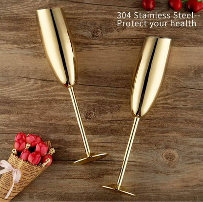 Silver Stainless Champagne Flutes with Flat Rim 
Sophisticated vessel for any sparkling wine, Champagne,Prosecco, or Mimosas