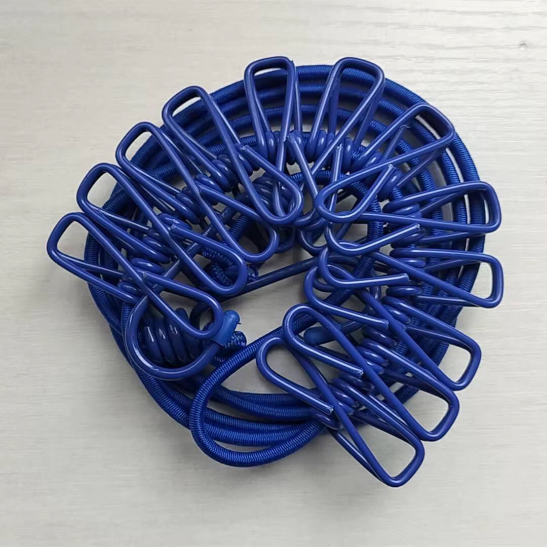 1.8M Outdoor Windproof Clothesline 10 Colors Portable Travel Stretchy Elastic Clothesline with Clamp Clips Hooks Outdoor Tools